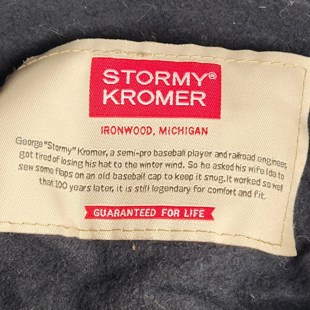 VTG STORMY KROMER Trapper Hat Men's 7 1/4 Red Hunting Wool Plaid Lined Made USA - Picture 6 of 11